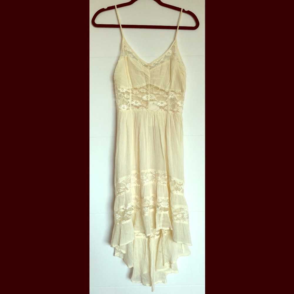 Lace inset hi-low woven cami dress